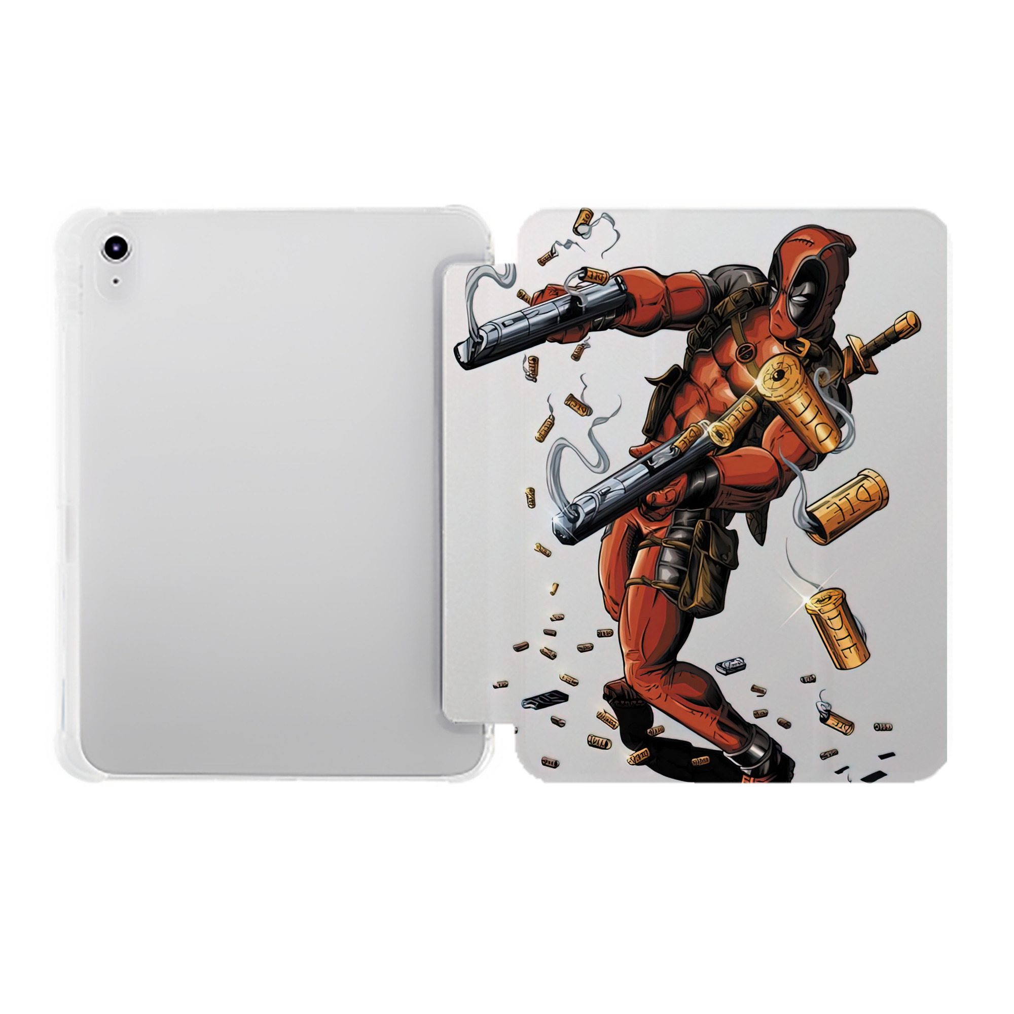 （画像用） Deadpool デッドプール IPad ケース ペン収納付き 三つ折りスタンド PUレザー×シリコン 対応機種9.5/10.5/10.9インチ
